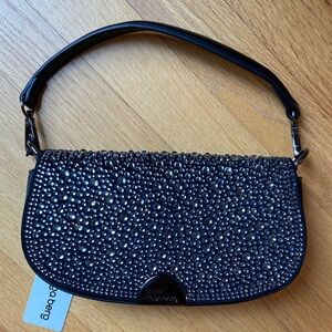 Olga Berg Black Beaded Shoulder Bag